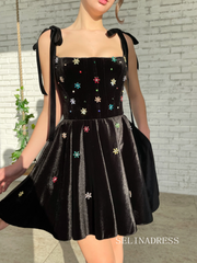 Black Homecoming Dress Short Prom Dress EWR416