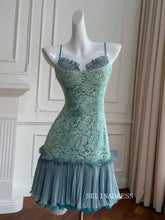 Blue Spaghetti Straps Cute Short Prom Dress Elegant Homecoming Dresses #ANN001|Selinadress