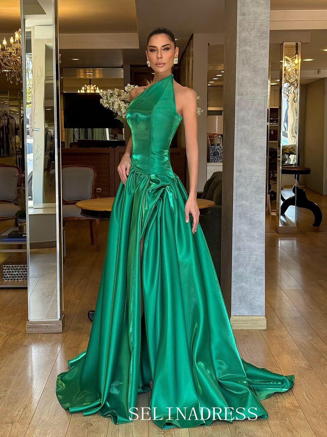Charming A-line Hunter Green Long Prom Dress Evening Dress TKL716|Selinadress