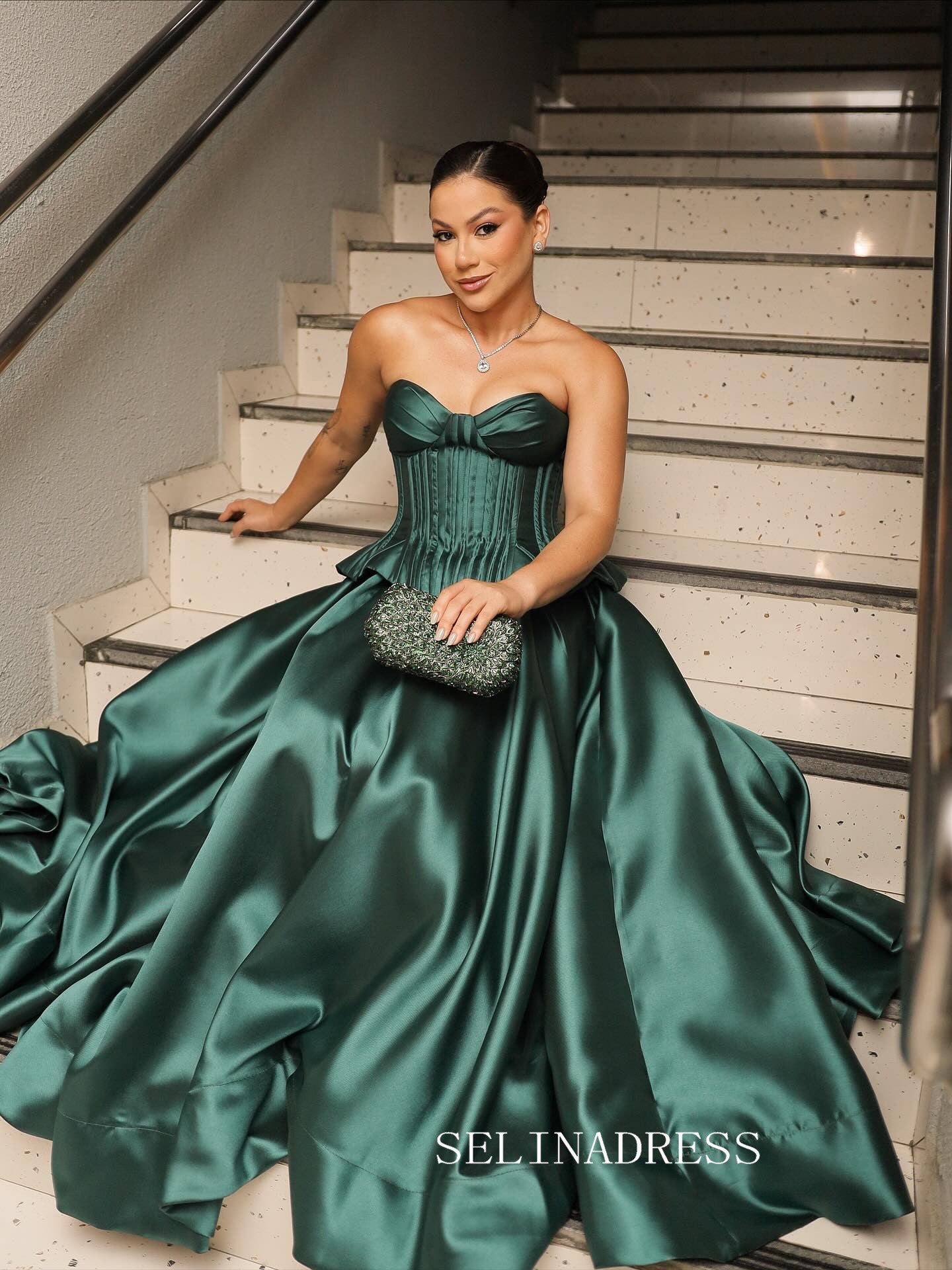 Charming A-line Sweetheart Green Long Prom Dress Evening Dress TKL720|Selinadress