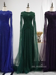 Chic A-line Detachable Straps Burgundy Rhinestone Long Prom Dress Elegant Evening Dress #KOP005|Selinadress