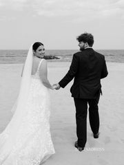 Chic A-line Embroidery Applique Wedding Dresses Rustic Wedding Bridal Dresses TK059|Selinadress