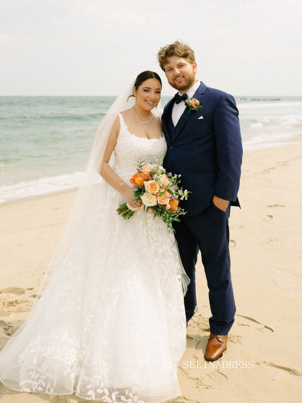 Chic A-line Embroidery Applique Wedding Dresses Rustic Wedding Bridal Dresses TK059|Selinadress