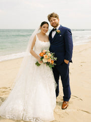 Chic A-line Embroidery Applique Wedding Dresses Rustic Wedding Bridal Dresses TK059|Selinadress