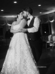 Chic A-line Embroidery Applique Wedding Dresses Rustic Wedding Bridal Dresses TK059|Selinadress