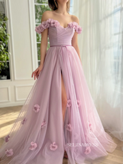 Chic A-line Off-the-shoulder Long Prom Dress Elegant Dusty Rose Evening Gown #OPW031|Selinadress