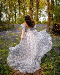 Chic A-line Off-the-shoulder Spring Long Prom Dresses Floral Evening Formal Dresses KTS050|Selinadress