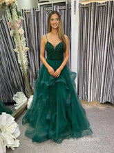 Chic A-line Spaghetti Straps Beaded Long Prom Dress Gorgeous Frill Layered Gown #OPW020|Selinadress