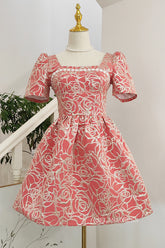 Chic A-line Square Short Mini Prom Dress With Sleeve Beautiful Homecoming Graduation Dresses KTS042|Selinadress