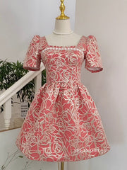 Chic A-line Square Short Mini Prom Dress With Sleeve Beautiful Homecoming Graduation Dresses KTS042|Selinadress