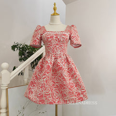 Chic A-line Square Short Mini Prom Dress With Sleeve Beautiful Homecoming Graduation Dresses KTS042|Selinadress