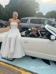 Chic A-line Strapless Gorgeous Ivory Beaded Long Prom Dresses Evening Dresses TKL801|Selinadress