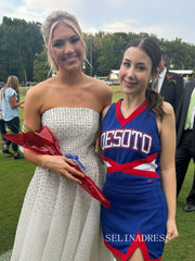 Chic A-line Strapless Gorgeous Ivory Beaded Long Prom Dresses Evening Dresses TKL801|Selinadress