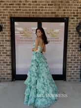 Chic A-line Strapless Print Floral Long Prom Dresses Elegant Long Formal Gowns SEA021|Selinadress