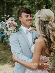 Chic A-line Sweetheart Lace Long Prom Dress Pink Elegant Evening Dress #kop140|Selinadress