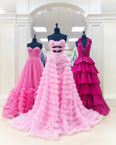 Chic A-line Sweetheart Long Prom Dresses Ruffles Elegant Lavender Evening Dress sew0315|Selinadress