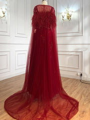 Chic A-line V neck Long Sleeve Beaded Evening Dress Elegant Long Prom Dresses sew03371|Selinadress