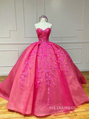 Chic Beautiful Pink Quincedress Ball Gown Wedding Dresses Sequins Evening Gowns LPK109|Selinadress