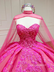 Chic Beautiful Pink Quincedress Ball Gown Wedding Dresses Sequins Evening Gowns LPK109|Selinadress