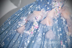 Chic Blue Off-the-shoulder Ball Gown Prom Dress Elegant Princess Dress Evening Dress #ann204|Selinadress