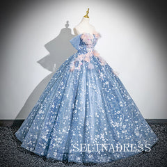 Chic Blue Off-the-shoulder Ball Gown Prom Dress Elegant Princess Dress Evening Dress #ann204|Selinadress