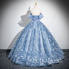 Chic Blue Off-the-shoulder Ball Gown Prom Dress Elegant Princess Dress Evening Dress #ann204|Selinadress