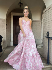 Chic Elegant A-line Sweetheart Beautiful 3D Print Flower Long Prom Dresses Gorgeous Evening Dress lpk151|Selinadress