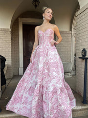 Chic Elegant A-line Sweetheart Beautiful 3D Print Flower Long Prom Dresses Gorgeous Evening Dress lpk151|Selinadress