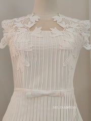 Chic French Lace Short Prom Dress White Homecoming Graduation Dresses With Ruffles KTS037|Selinadress