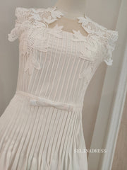 Chic French Lace Short Prom Dress White Homecoming Graduation Dresses With Ruffles KTS037|Selinadress