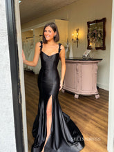 Chic Gorgeous Mermaid Spaghetti Straps Long Prom Dresses Black Evening Dresses sew0319|Selinadress
