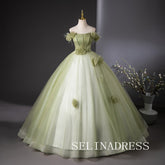 Chic Green Off-the shoulder Ball Gown Prom Dress Elegant Princess Dress Evening Dress #ann201|Selinadress