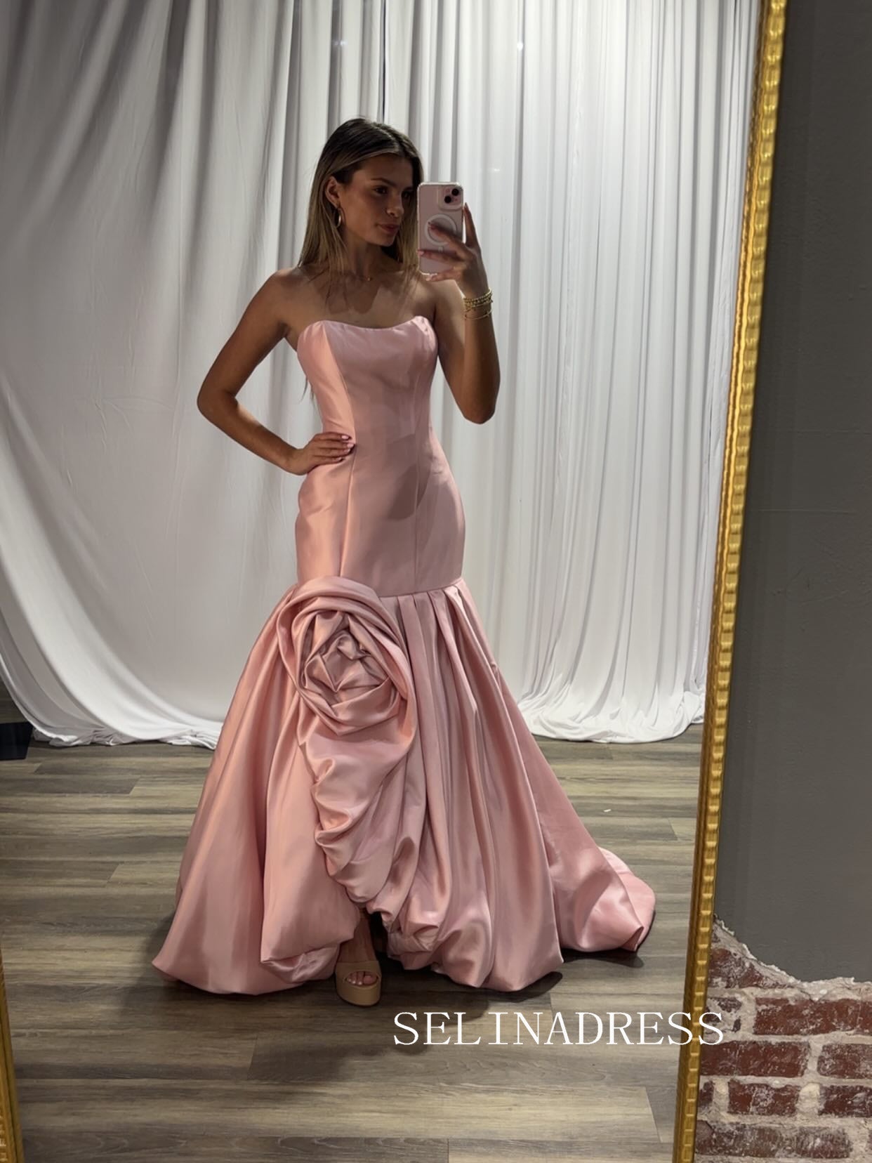 Chic Pink Mermaid Long Prom Dresses Elegant Formal Evening Gowns SEA023|Selinadress