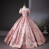 Chic Pink Square Neck Ball Gown Prom Dress Elegant Princess Dress Evening Dress #ann202|Selinadress