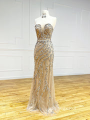 Chic Sheath/Column Removable Sleeves Long Prom Dresses Elegant Beaded Evening Dress LPK105|Selinadress