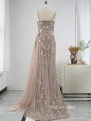 Chic Spaghetti Straps Sheath/Column Luxury Beaded Long Prom Dress Elegant Evening Dress #KOP001|Selinadress