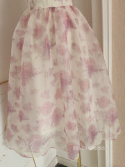 Chic Staps Organza Short Prom Dress Pink Homecoming Beautiful Graduation Dresses KTS036|Selinadress