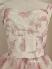 Chic Staps Organza Short Prom Dress Pink Homecoming Beautiful Graduation Dresses KTS036|Selinadress