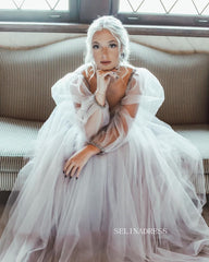 Chic Two Pieces Long Sleeve Prom Dress Evening Dress Charming Wedding Dresses #OPW037|Selinadress