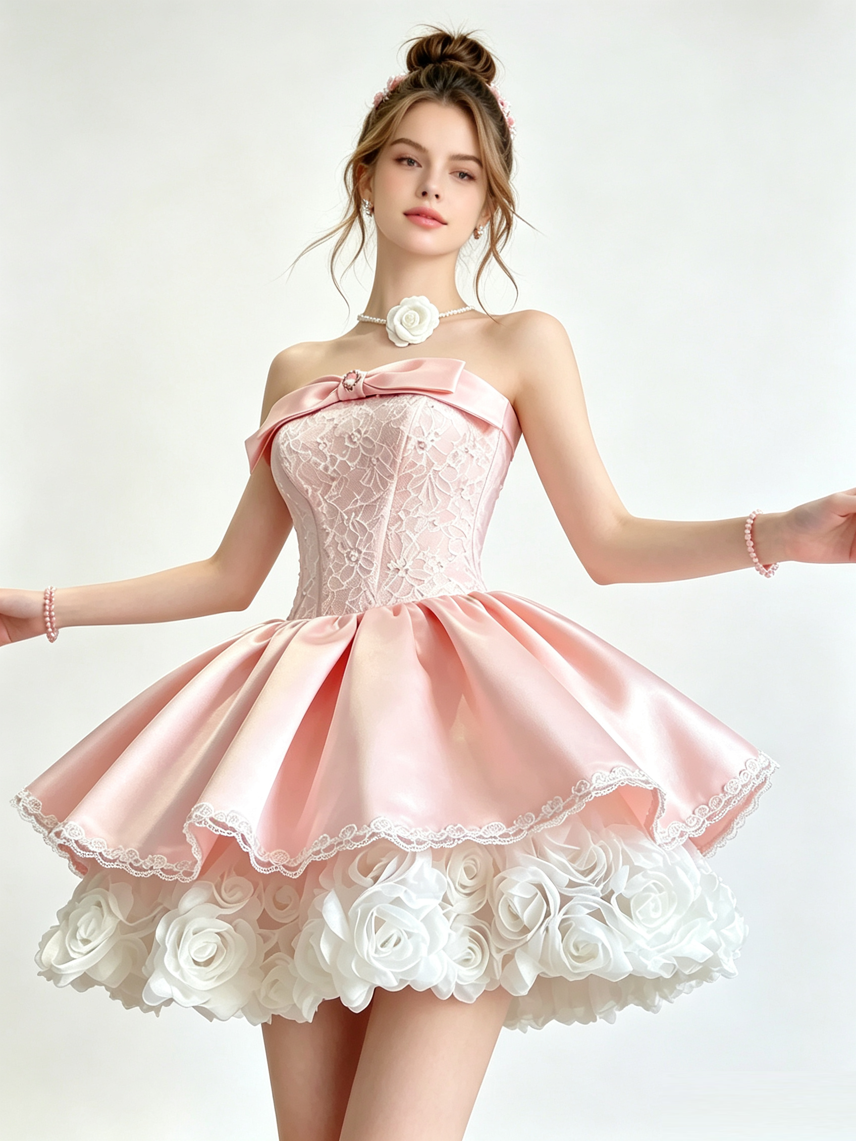 Cute Strapless A-line Lace Homecoming Dress With Bow TYL059|Selinadress