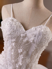 Delicate White Tulle Mini Wedding Dress with Floral Embroidery and Tiered Skirt TYL064|Selinadress