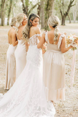 Elegant Champagne Long Mismatch Bridesmaid Dress SEV001|Selinadress