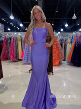Elegant Mermaid Lavender Prom Dress With Criss-Cross Straps Black Evening Dress SER628|Selinadress