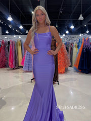 Elegant Mermaid Lavender Prom Dress With Criss-Cross Straps Black Evening Dress SER628|Selinadress