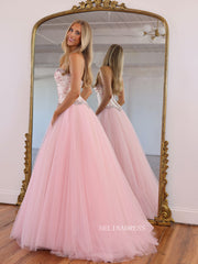 Enchanting Pink Strapless Ball Gown with Floral Embroidery and Beaded Accents COK036|Selinadress