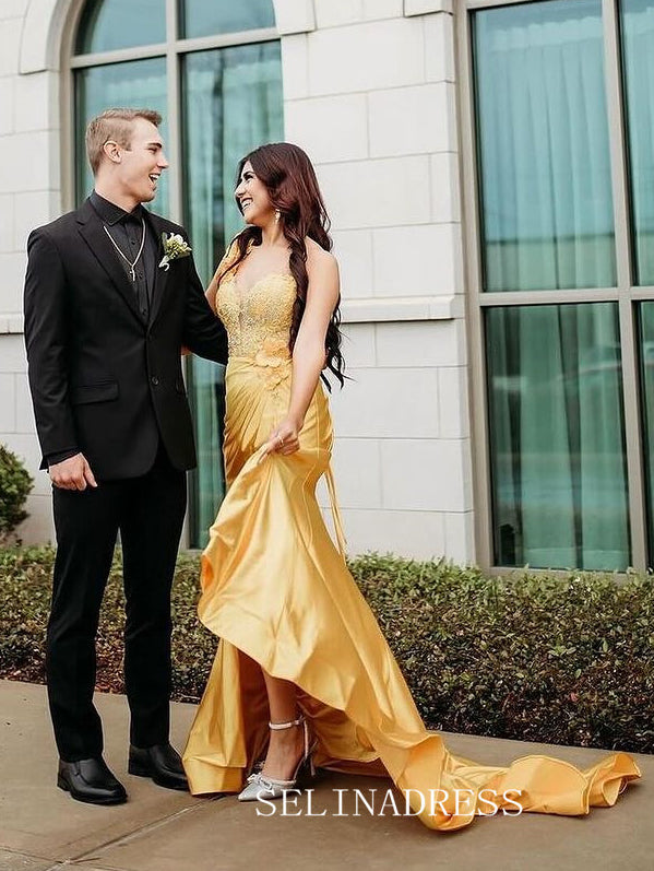 Gorgeous Lace Flower Long Prom Dress With Slit sew1038|Selinadress