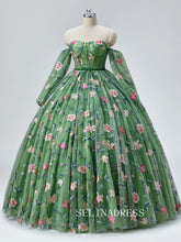 Green Sweetheart Floral Prom Dresses Princess Ball Gown Formal Dresses TKL2101|Selinadress