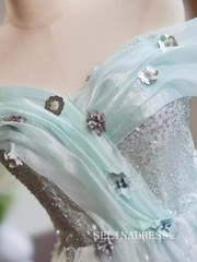 Green Tulle Cute Homecoming Dresses Off-the-shoulder Hoco Dress Cocktail Dress #TKL1892|Selinadress