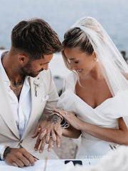 High Split Meramid Satin White Wedding Dresses Beautiful Bridal Gowns LKO001|Selinadress