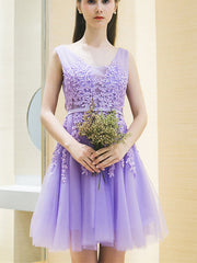 A-line V neck Pink Homecoming Dress Cute Juniors Short Prom Drsess MHL054